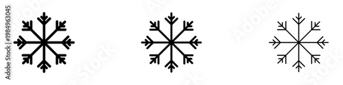 Snowflake icons collection in black and blue colors
