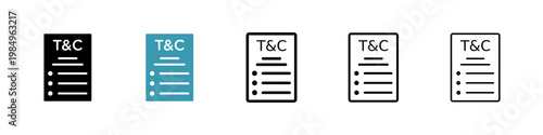 Terms and Conditions icons collection in black and blue colors