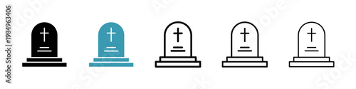 Tombstone icons collection in black and blue colors