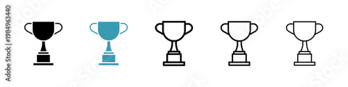 Trophy icons collection in black and blue colors