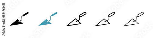 Trowel icons collection in black and blue colors