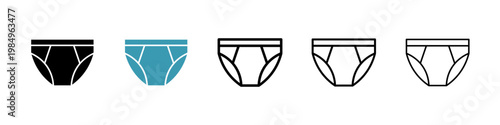 Underpants icons collection in black and blue colors
