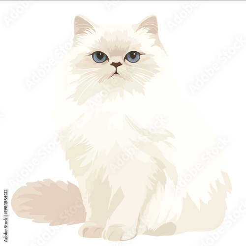 simple vector Himalayan Colorpoint Persian clipart illustration white background vector art style simple design flat illustration no shadows.jp