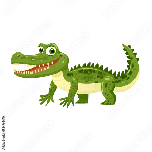simple vector crocodile clipart illustration white background vector art style simple design flat illustration no shadows