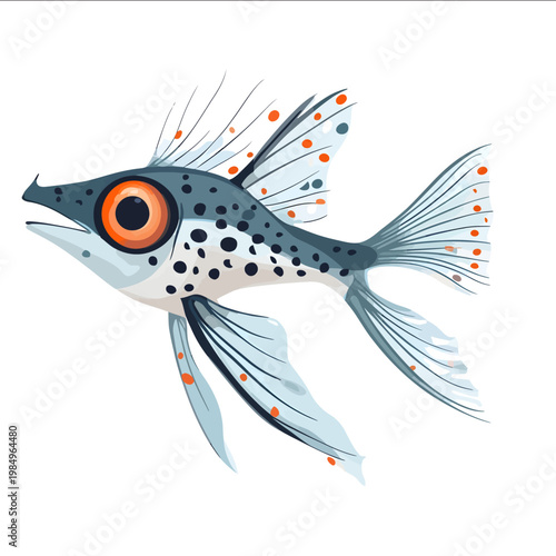 simple vector lanternfish clipart illustration white background vector art style simple design flat illustration no shadows