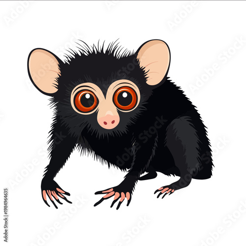 simple vector ayeaye clipart illustration white background vector art style simple design flat illustration no shadows