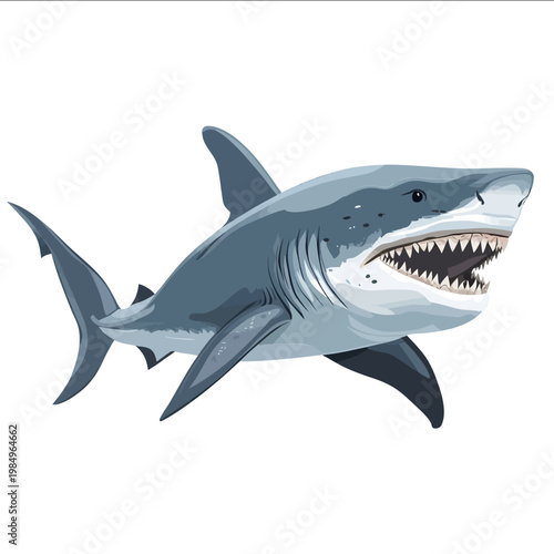 simple vector megamouth shark clipart illustration white background vector art style simple design flat illustration no shadows