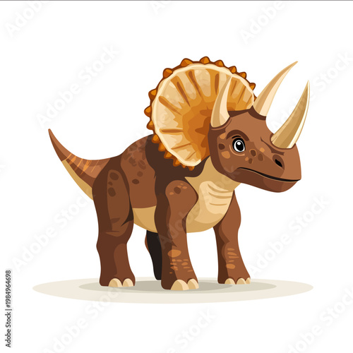 simple vector Triceratops clipart illustration white background vector art style simple design flat illustration no shadows