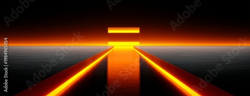 Dark background with a bright orange line that is on the water. The line is on the water and it is very bright