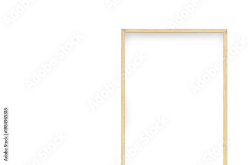 Minimalist light wood photo frame mockup isolated on a transparent background