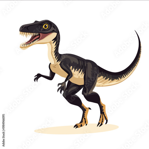 simple vector Deinonychus clipart illustration white background vector art style simple design flat illustration no shadows