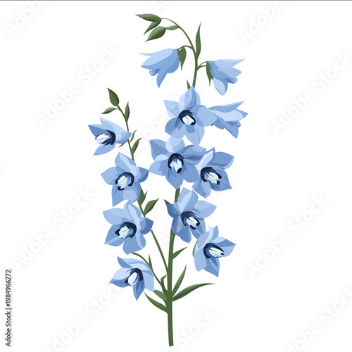 simple vector delphinium clipart illustration white background vector art style simple design flat illustration no shadows
