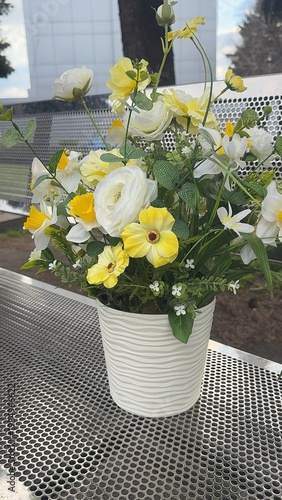 Elegant Floral Composition in White Pot