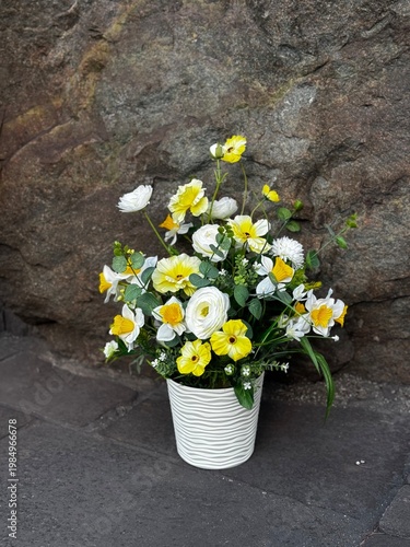 Elegant Floral Composition in White Pot