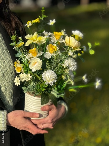 Elegant Floral Composition in White Pot