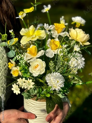 Elegant Floral Composition in White Pot