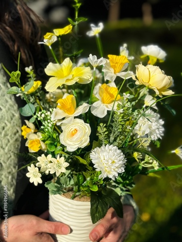Elegant Floral Composition in White Pot