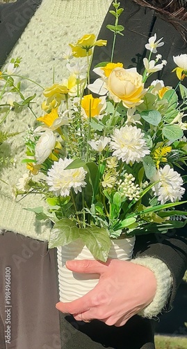 Elegant Floral Composition in White Pot