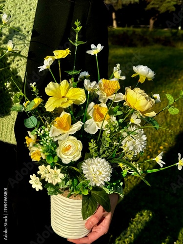 Elegant Floral Composition in White Pot