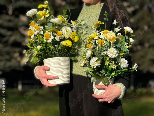 Elegant Floral Composition in White Pot