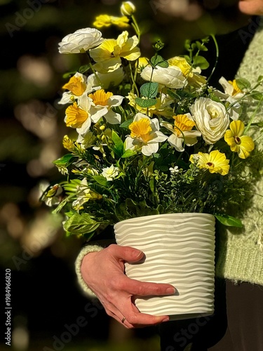 Elegant Floral Composition in White Pot