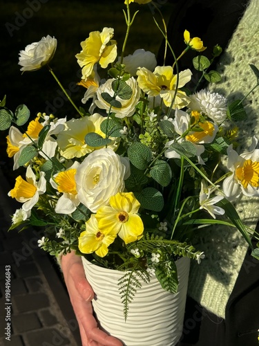 Elegant Floral Composition in White Pot