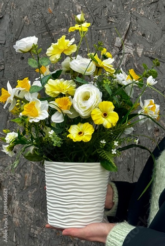 Elegant Floral Composition in White Pot