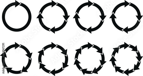 Circular arrows in different directions on white background vector graphic