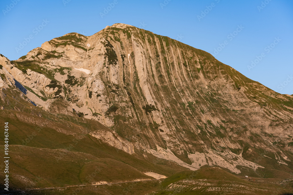 Fototapeta premium Durmitor mountain landscape featuring sedimentary rock layers in montenegro