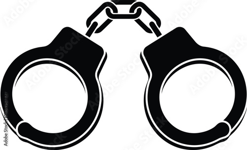 Vector graphic illustration of black handcuffs with chain link