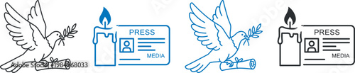 Peace Journalism Press Media Symbol with Dove and Candle