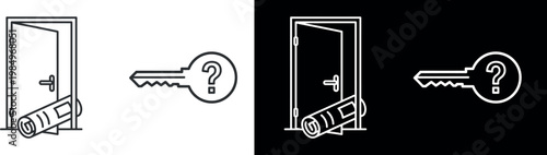 Door with Question Mark Key, Unlocking Mystery Concept