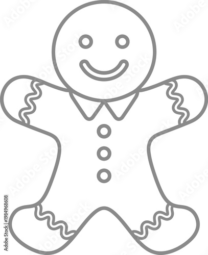 Smiling gingerbread man with icing details and happy face