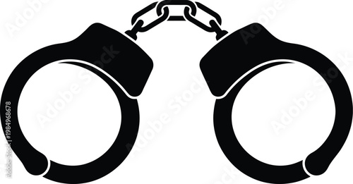 Handcuffs vector graphic illustration with chain link design