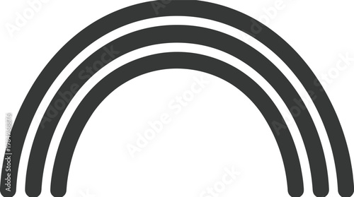 Minimalist vector graphic illustration of a simple dark grey rainbow design