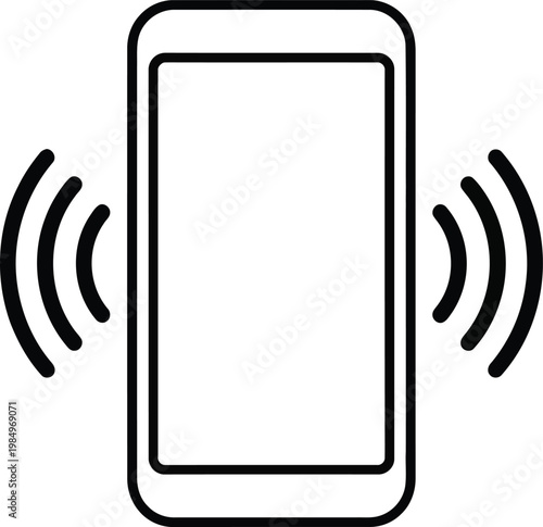 Vector graphic illustration of a smartphone emitting signal waves