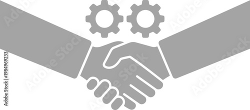 Business partnership and collaboration with gear design elements vector graphic