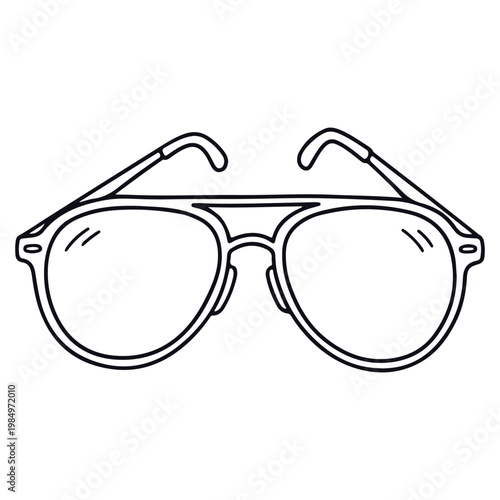 Aviator style eyeglasses line drawing illustration.