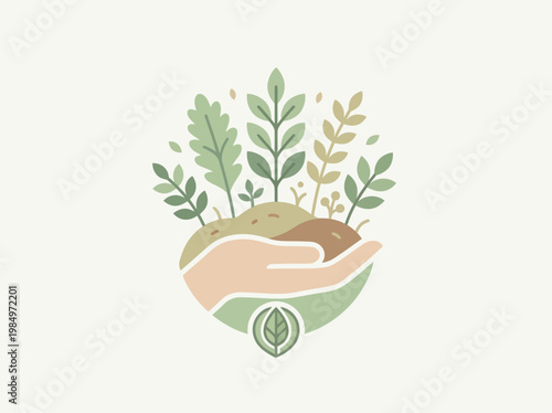 Hand Holding Soil with Growing Saplings
