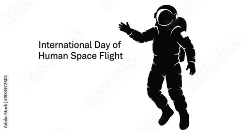 Astronaut silhouette with text commemorating international day of human space flight