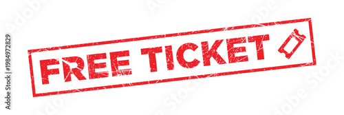 Red free ticket stamp with distressed texture