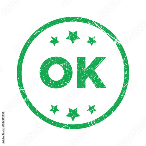 Green grunge ok stamp with stars