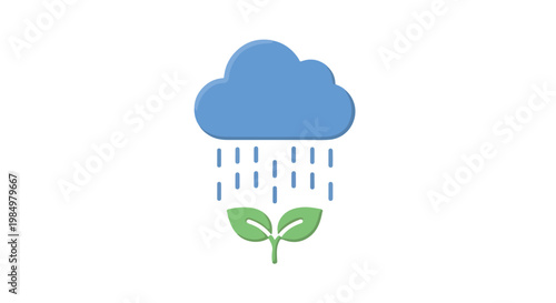 Cloud with rain and a green sprout symbolizing environmental growth and sustainable weather concepts