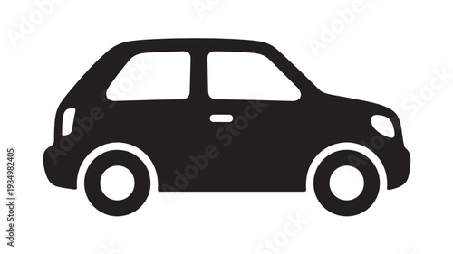 Car Silhouette Icon Black Vehicle Transportation Symbol Minimal Automotive Vector for Travel and Mobility Design