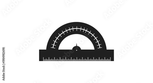 Black protractor illustration with degree markings a minimalist graphic silhouette