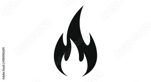 Stylized black flame design with sharp edges a striking silhouette