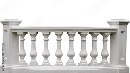 Quadro su tela White stone balustrade with decorative balusters, isolated on transparent backgr