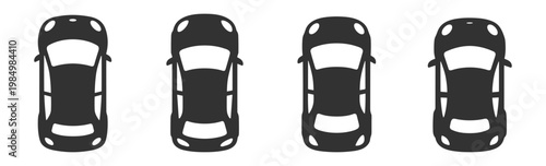 silhouette of car top view icons vehicle automobile transport collection on transparent background