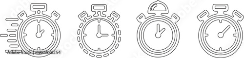 Stopwatch Outline Icon Set Timer Speed Clock Minimal Vector Collection