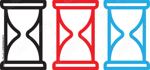 Hourglass Line Icon Set Time Countdown Sand Timer Outline Vector Illustration